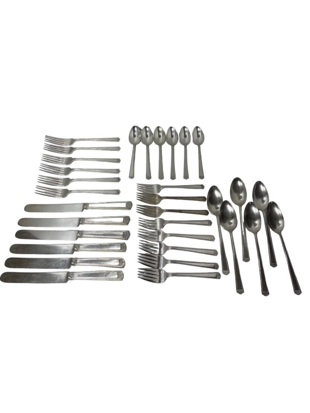 Vintage 1847 Rogers IS Silver Plated Flatware Set Art Deco Style Anniversary Pat